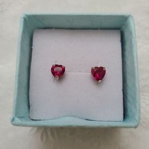 Solid 10k heart earrings ruby studs
